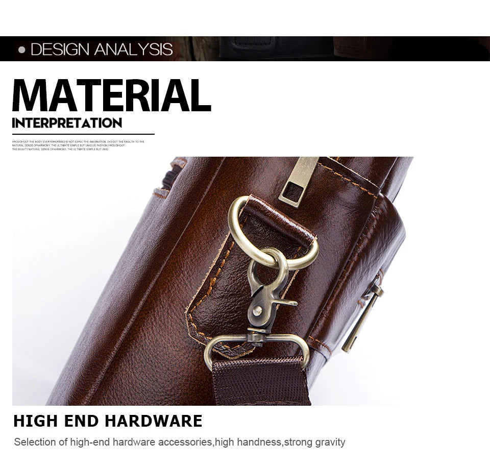 Genuine Leahther Men Briefcase Portable Office Handbag for L...