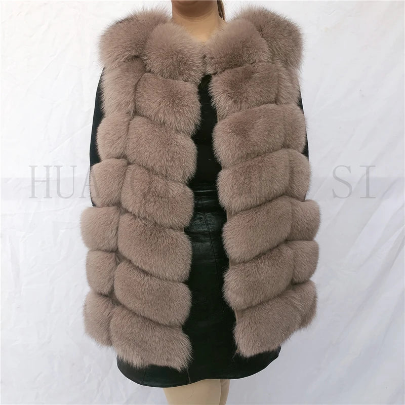 Natural fox fur vest ladies winter autumn coat warm vest made of natural fur wom - View 40