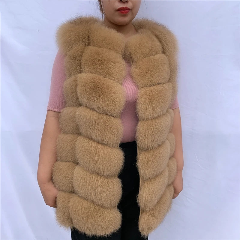 Natural fox fur vest ladies winter autumn coat warm vest made of natural fur wom - View 13