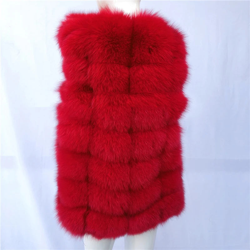 Natural fox fur vest ladies winter autumn coat warm vest made of natural fur wom - View 56