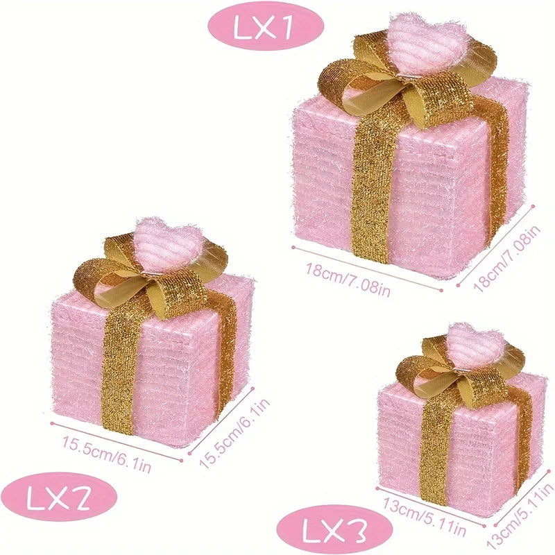 3pcs Christmas Gift Box Christmas Decor Luminous Bow Holi... - Additional View 2