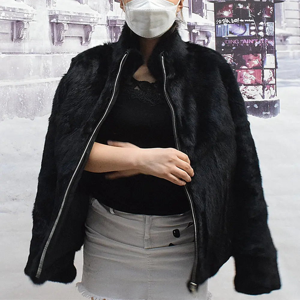 Fancy Rani Natural Rabbit Fur Coat Women Winter Jacket Real Leather And Fur Wome - View 6