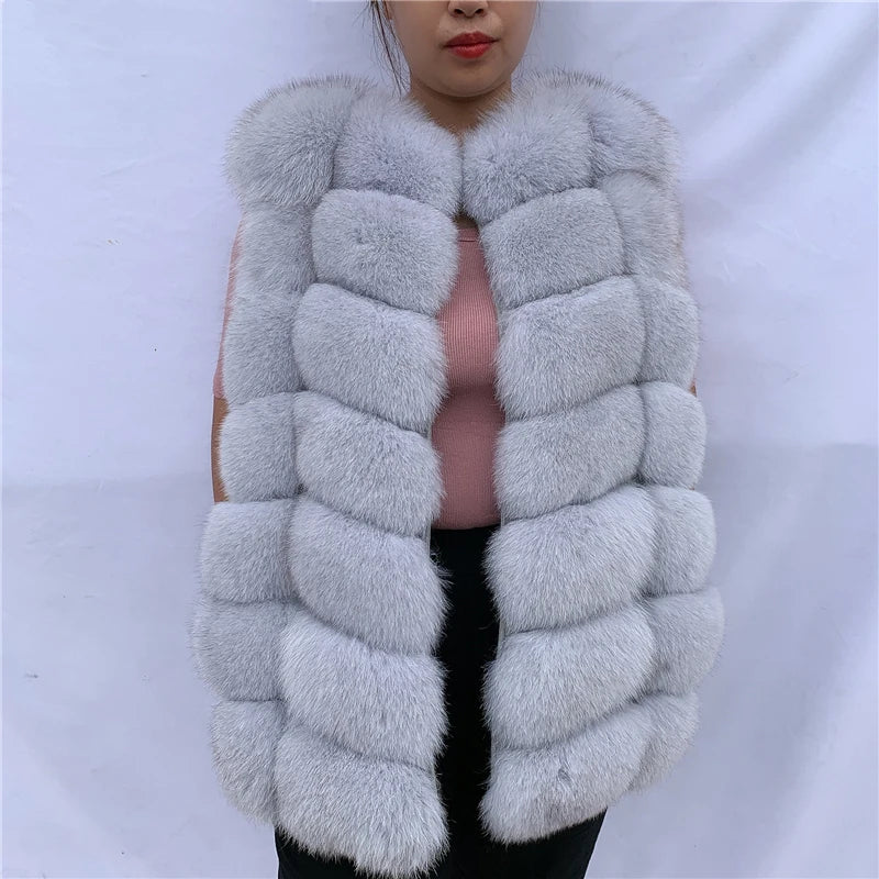 Natural fox fur vest ladies winter autumn coat warm vest made of natural fur wom - View 64