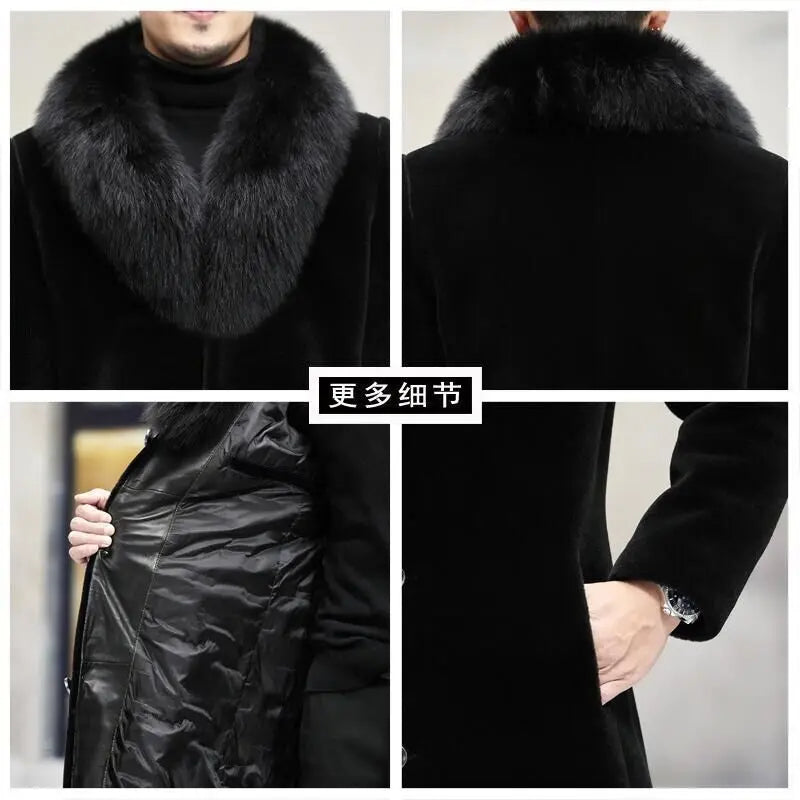 New fur coat with wide collar, whole mink winter thickened, long imitation mink - View 4