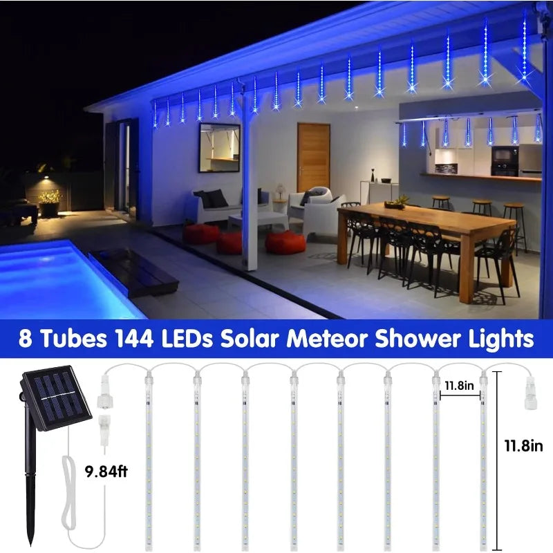 Christmas Lights Outdoor 8 Tubes Meteor Shower Lights LED Snow Falling - Interior View