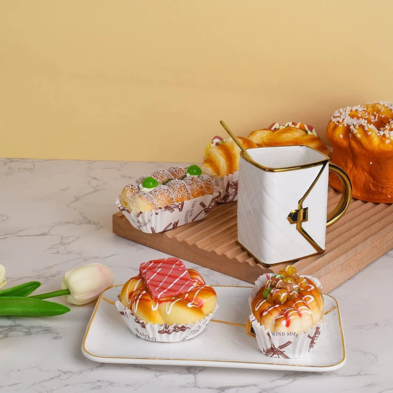 Creative Bag Dim Sum Coffee Cup Business Coffee Mugs with Tray High Quality Mug Home Office Breakfast Drinkware Christmas...