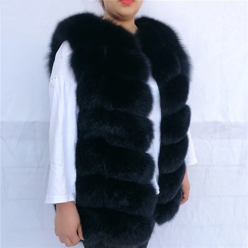 Natural fox fur vest ladies winter autumn coat warm vest made of natural fur wom - View 9