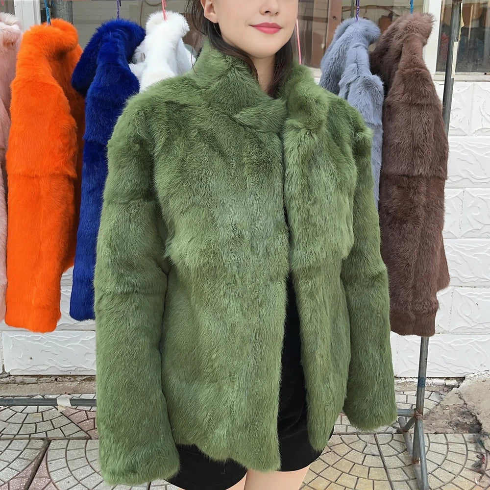 Fancy Rani Natural Rabbit Fur Coat Women Winter Jacket Real Leather And Fur Wome - View 61