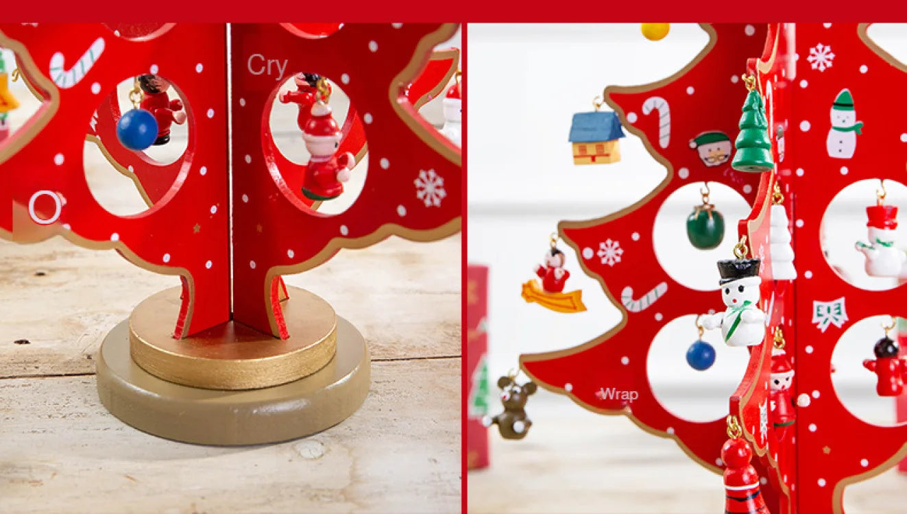 Christmas decorations small mini wooden Christmas tree DIY three-dimen - Assembly Detail
