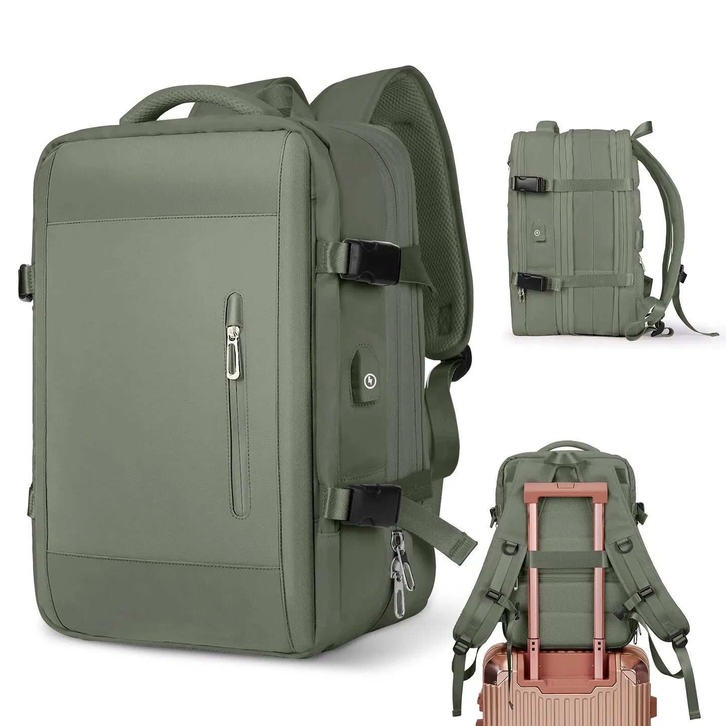 Likros Men Backpack Business Travel Backpack Carry on Waterproof Expandable Back - Back View