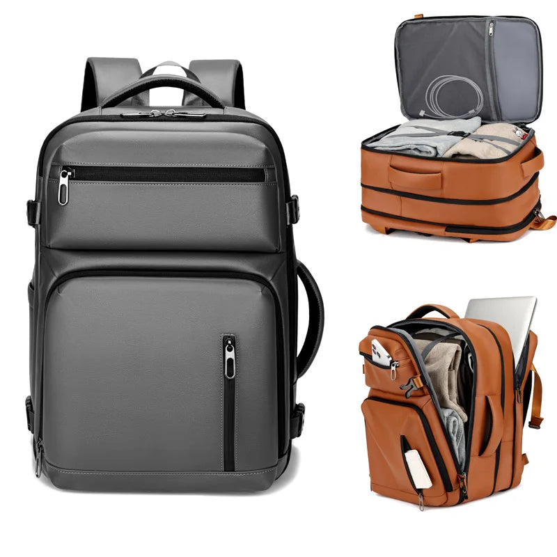 Commuting laptop backpack, expandable, premium orange, waterproof casual backpack, 15.6 inches, large capacity travel back...