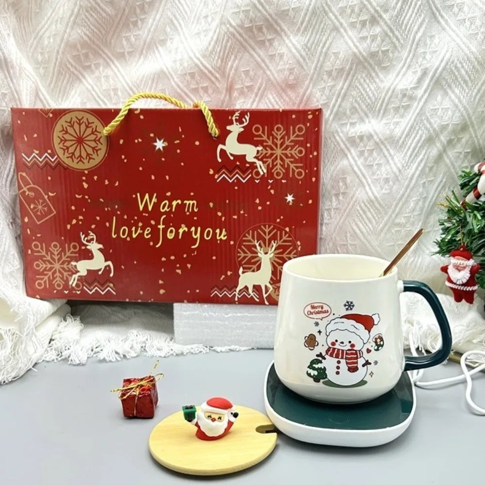 New Merry Christmas Gifts Kit Wooden Lid Santa Claus Pattern Ceramic Mug Snowman - View 13