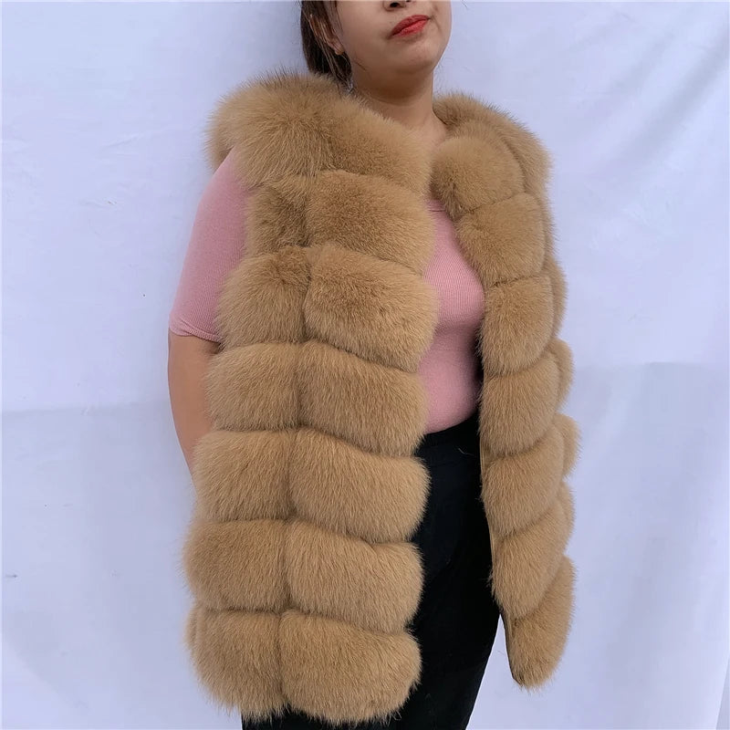 Natural fox fur vest ladies winter autumn coat warm vest made of natural fur wom - View 16