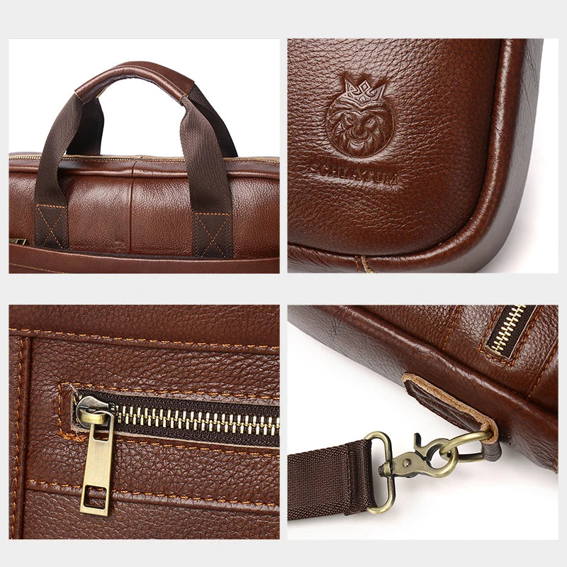 SCHLATUM Genuine Leather Briefcases Hard For Men 15.6 Inch Office Bussiness Comp - View 4