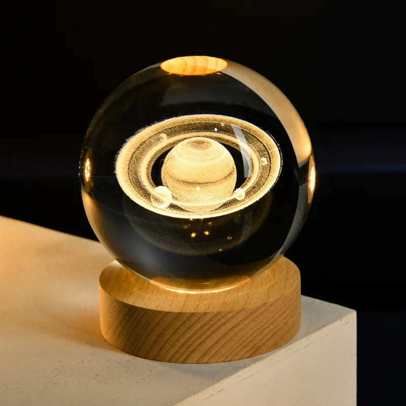 【Customized 8cm】Creative Gifts Laser Engraving Crystal Ball Night Lamp 2D Night - View 6