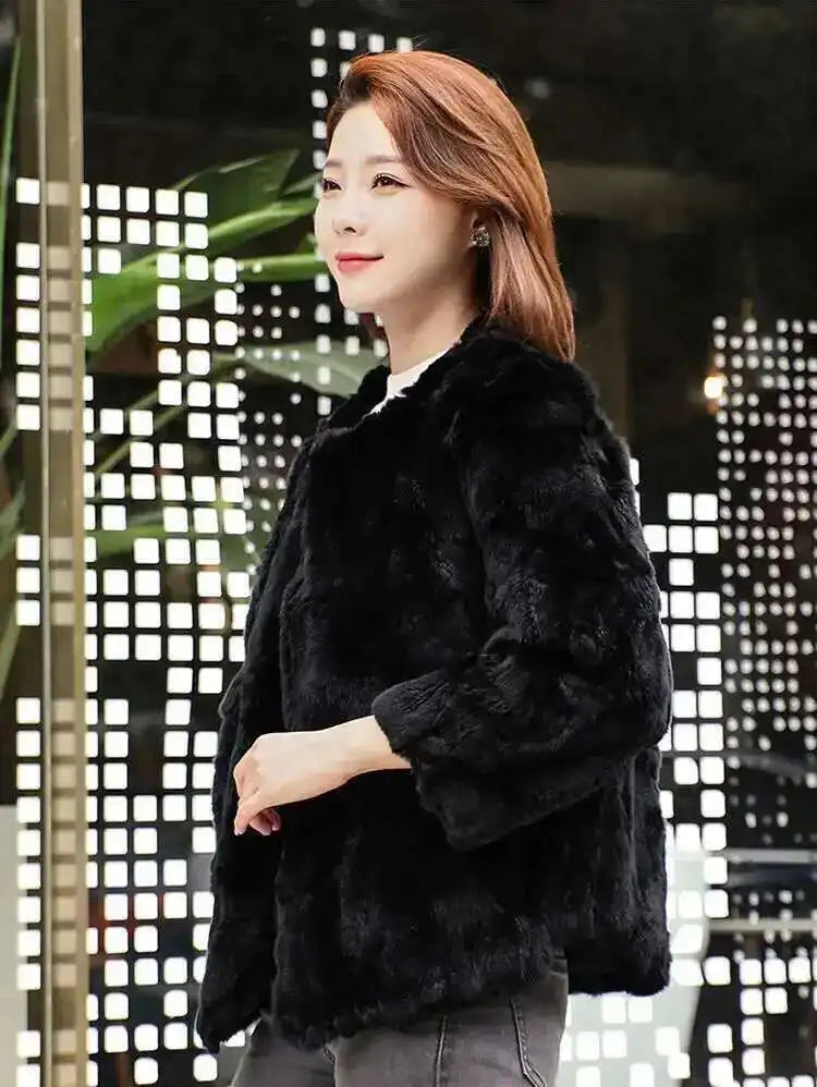 Real Rabbit Fur Coat Women Winter Jacket Short Loose Size Thick Warm Fluffy Coat - View 22