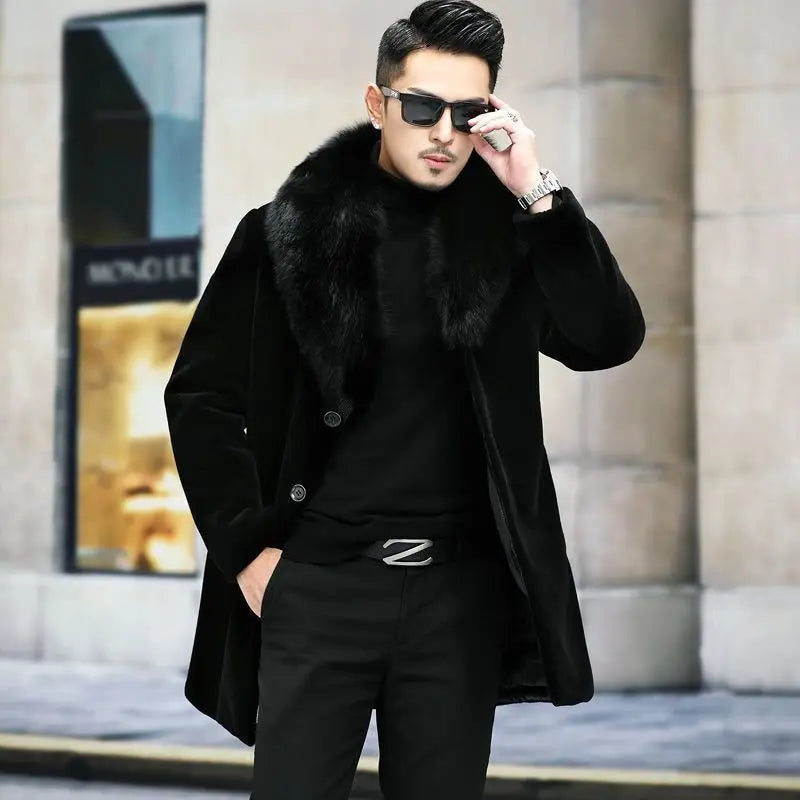 New fur coat with wide collar, whole mink winter thickened, long imitation mink - View 18