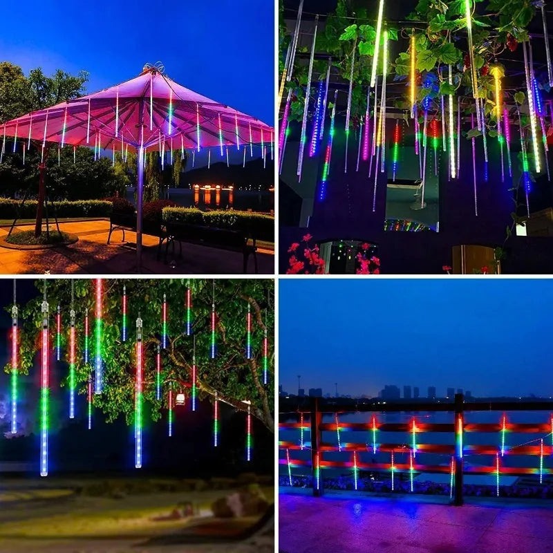 Christmas Lights Outdoor 8 Tubes Meteor Shower Lights LED Snow Falling - Texture Detail