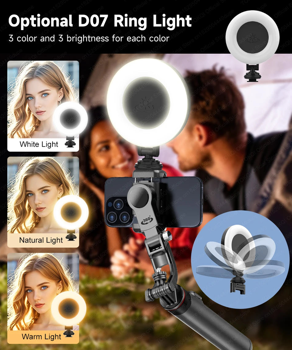AI Tracking Deskpot Gimbal Tripod with Extendable Selfie Stick for Mob - View 47