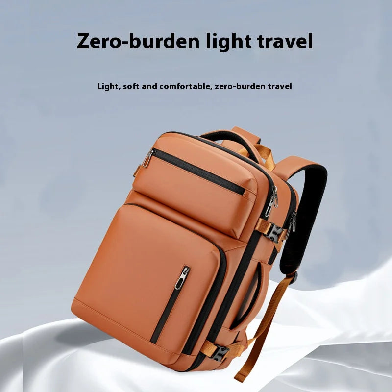 Commuting laptop backpack, expandable, premium orange, waterproof casual backpack, 15.6 inches, large capacity travel back...