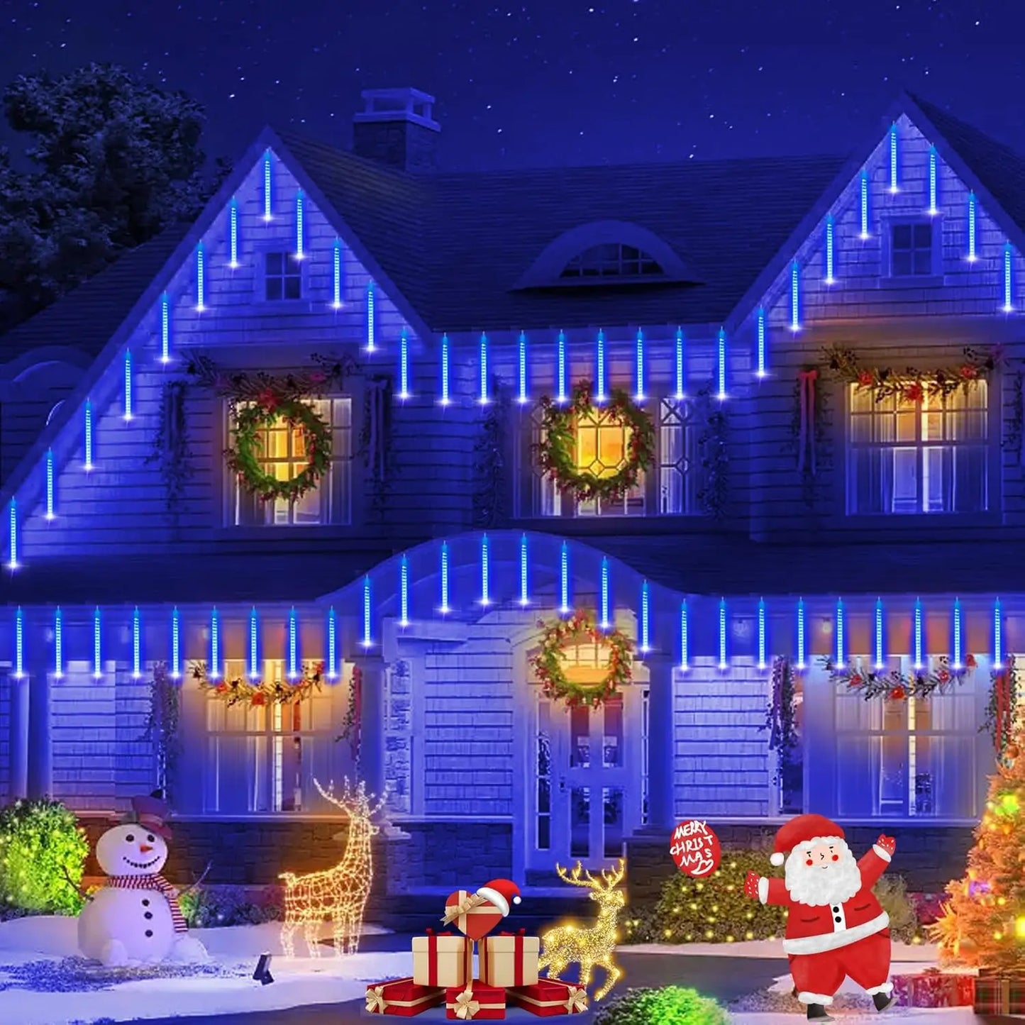 Christmas Meteor Shower Rain Light Outdoor Snowfall Light 12 Inches 8 - Side View