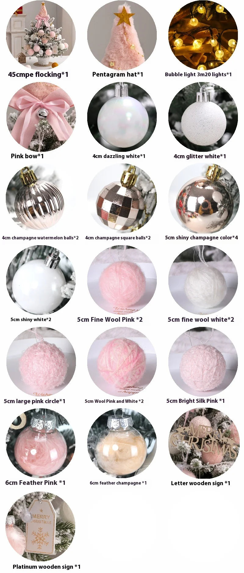 Christmas Tree DIY Set 35cm Xmas Tree with LED Lights Tabletop Ornamen - Material Detail
