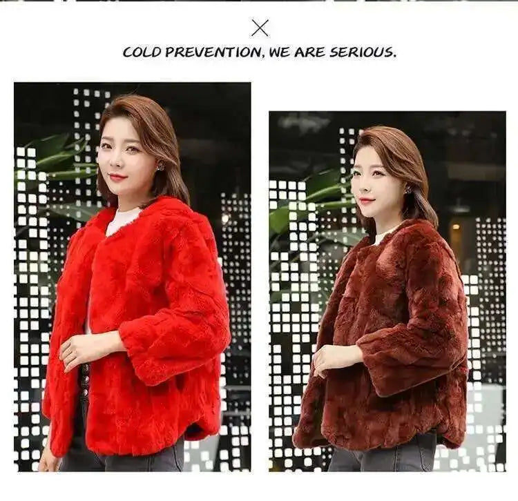Real Rabbit Fur Coat Women Winter Jacket Short Loose Size Thick Warm Fluffy Coat - View 19