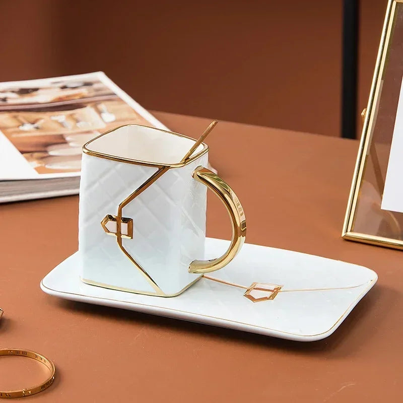 Handbag Shaped Mug Luruxy Coffee Cup Creative Tote Bag Shaped Cups Linner Saucer - View 22