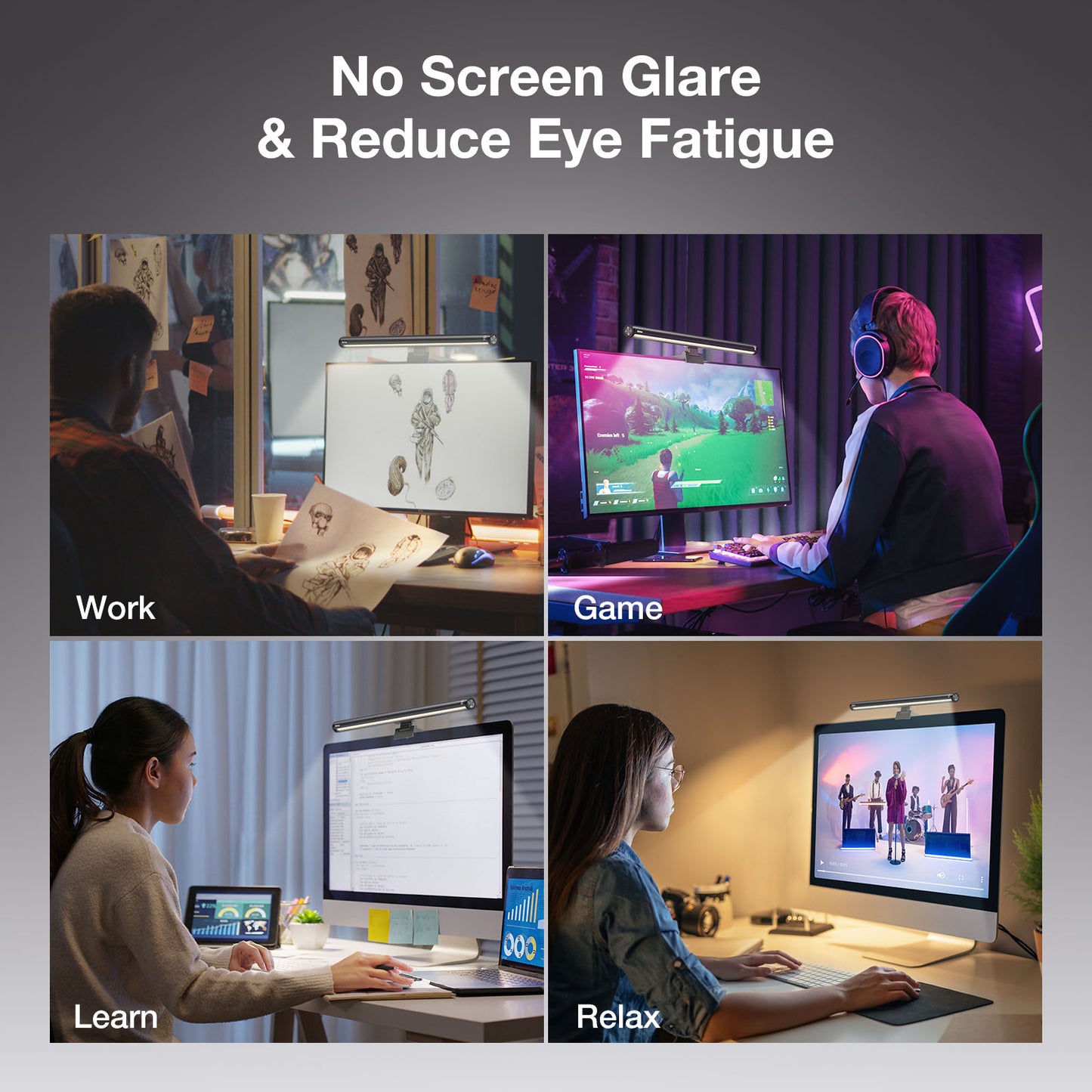BM-RS1 Computer Monitor Lamp, Screen Monitor Light Bar for Eye Caring, - Assembly Detail