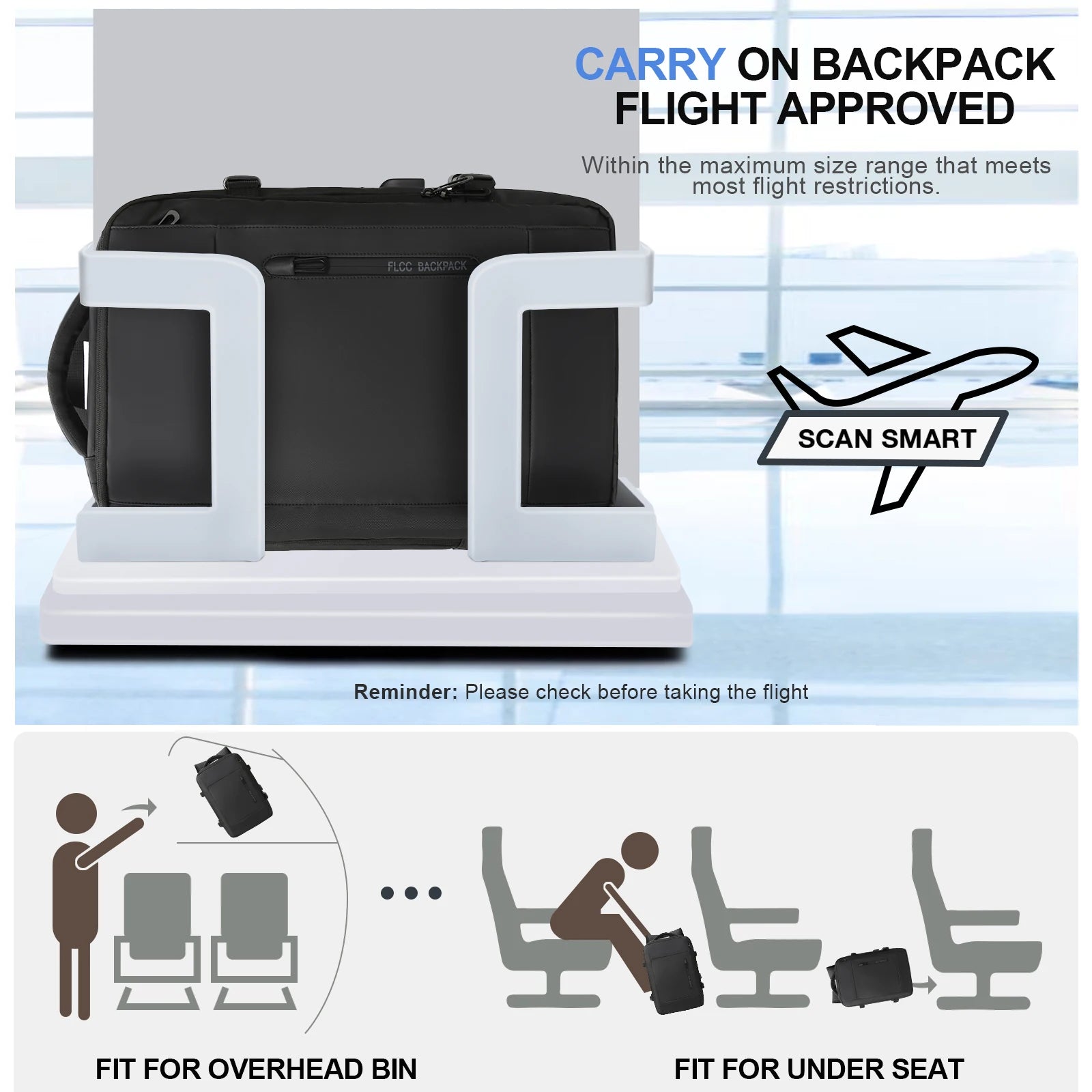 Business Travel Backpack for Men Expandable Water Resistant Backpack w - Close-up View