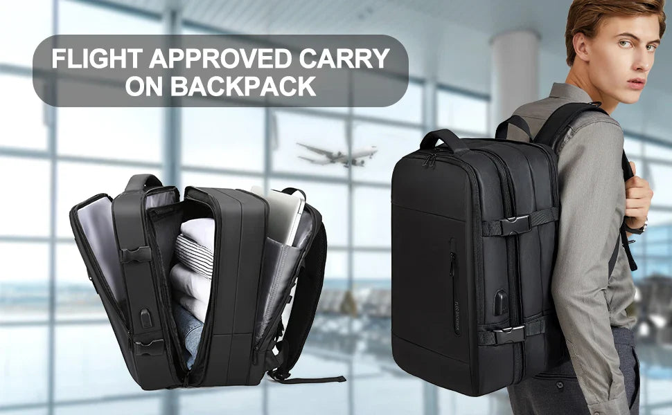 Business Travel Backpack for Men Expandable Water Resistant Backpack w - Interior View