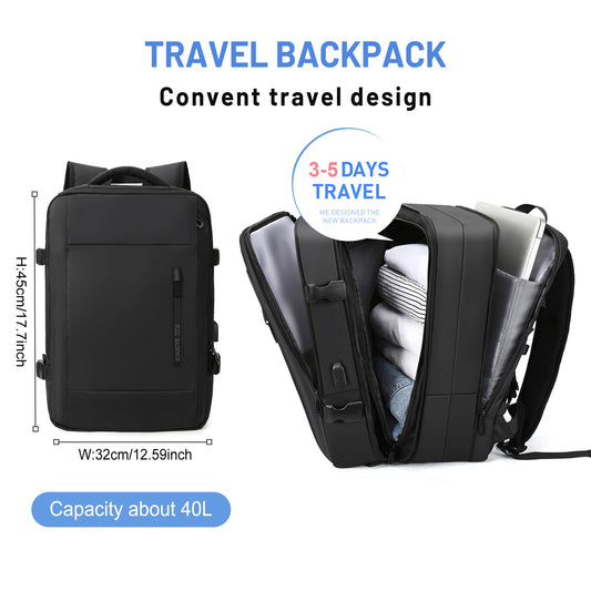 Business Travel Backpack for Men Expandable Water Resistant Backpack w - Front View