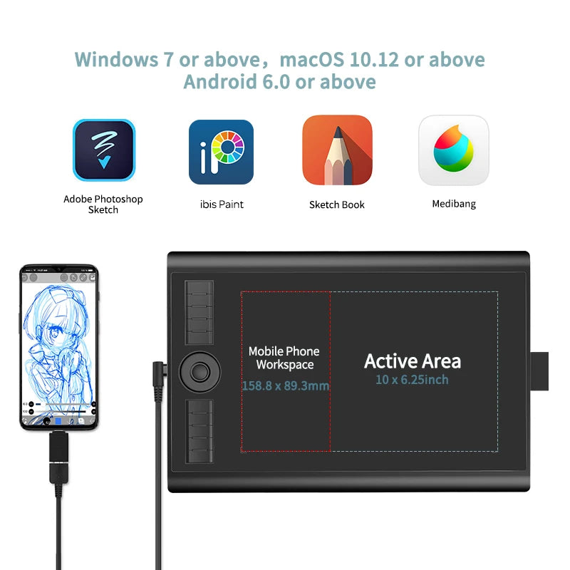 Digital Drawing Tablet 10x6.25 - Tilt Support | M10K PRO - Close-up