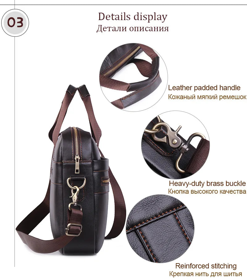 Natural Leather For Men Messenger Bags Man Briefcases Bag Business