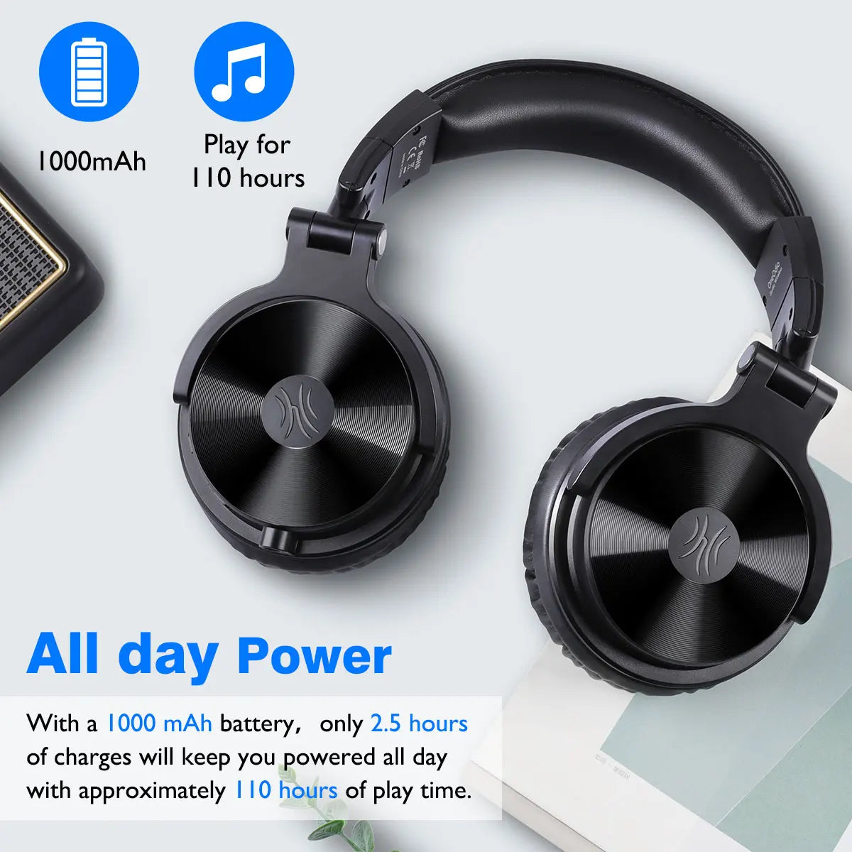 Oneodio Bluetooth 5.2 Wireless Headphones With Microphone 110H