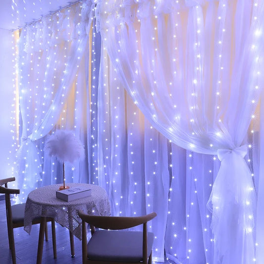 Christmas Lights Curtain Garland Merry Christmas Decor for Home 2025 X - Front View