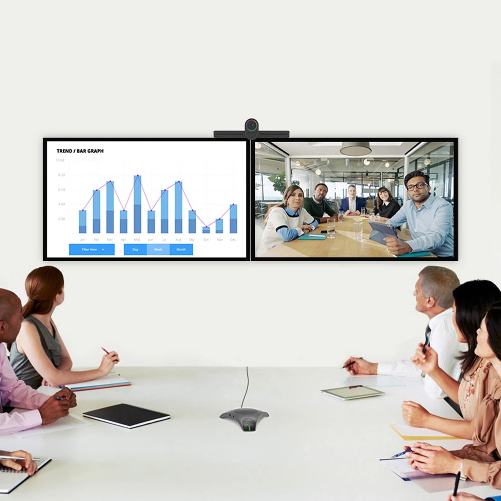 USB Speakerphone Conference Microphone Omnidirectional Computer Mic 360° Voice Pickup with Mute Key for Skype/Video Conference - Alternate Angle