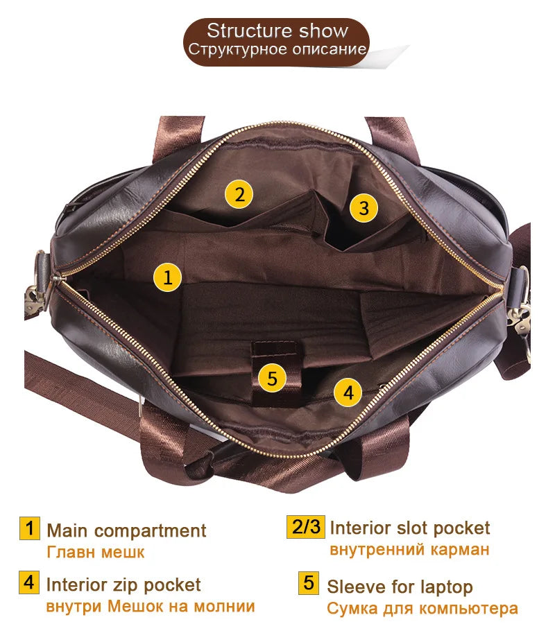 Natural Leather For Men Messenger Bags Man Briefcases Bag Business