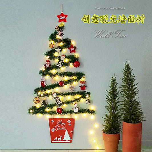 Christmas creative wall tree with lights DIY Christmas ornaments treeG - Front View