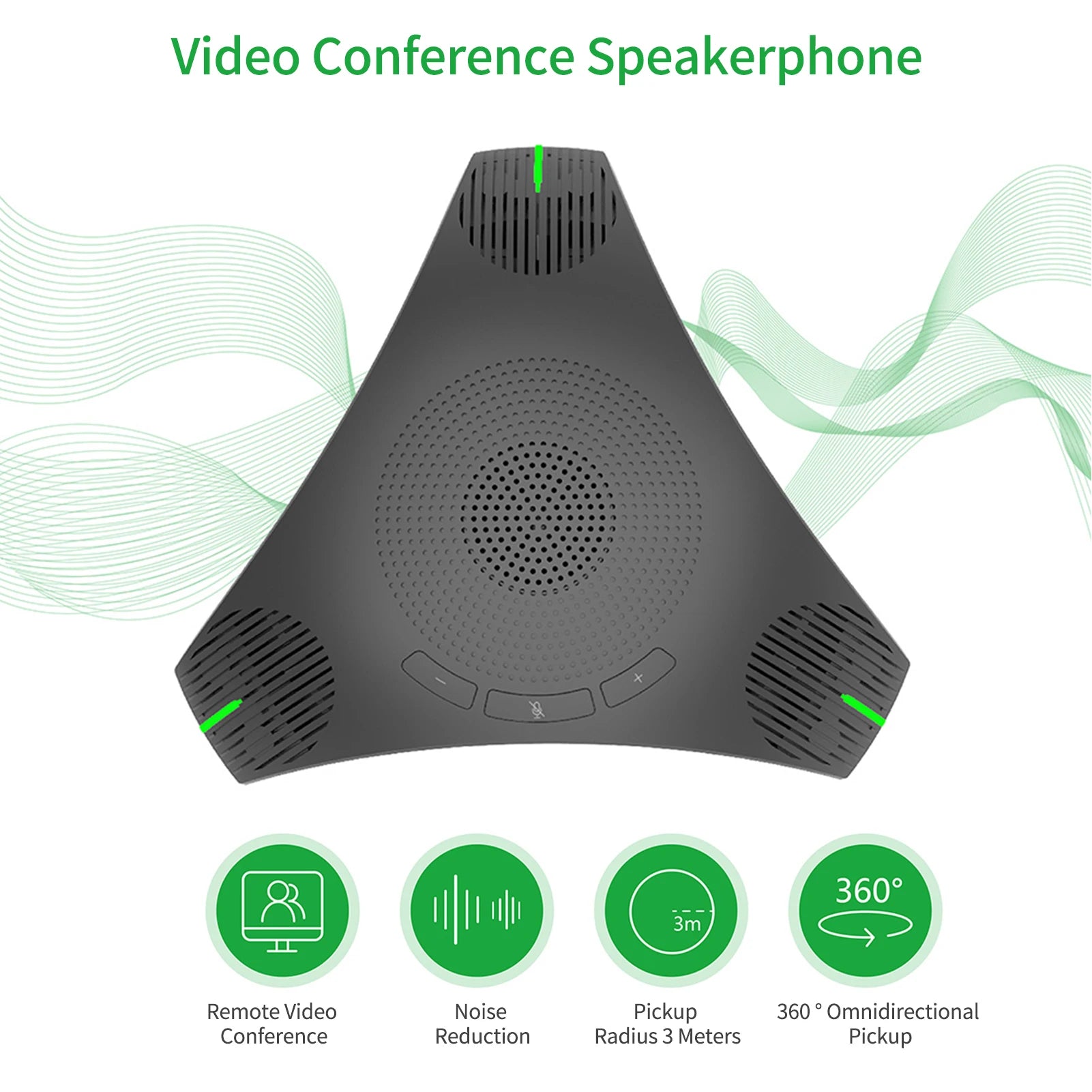 USB Speakerphone Conference Microphone Omnidirectional Computer Mic 360° Voice Pickup with Mute Key for Skype/Video Conference - Features Highlight