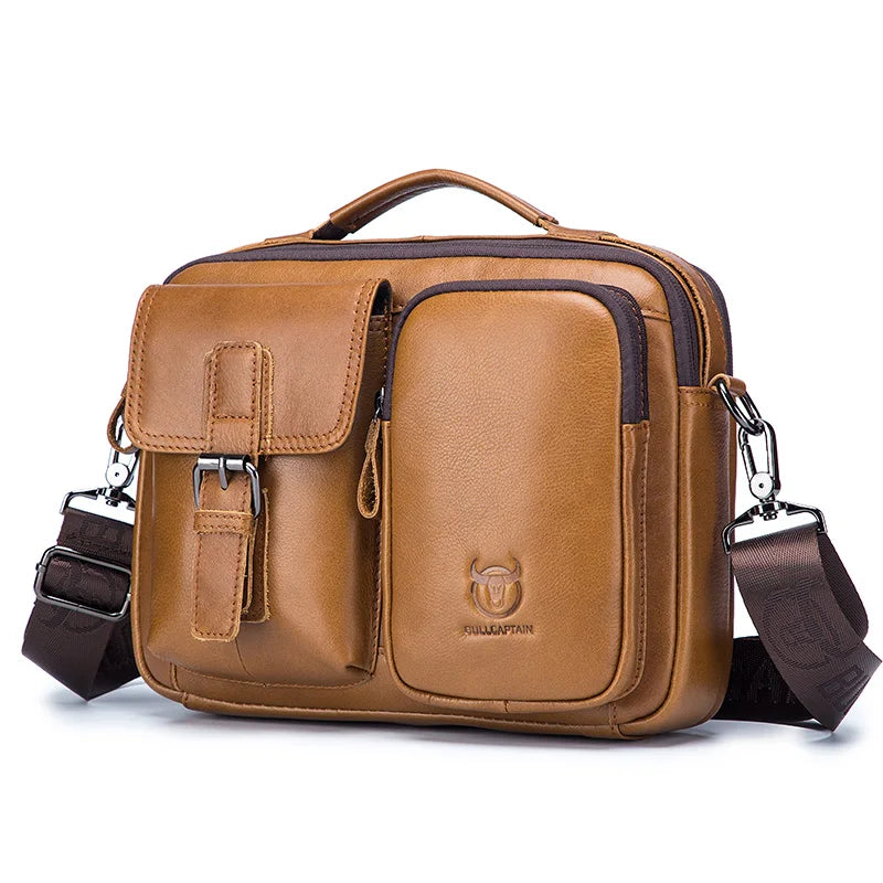 BULLCAPTAIN New Genuine Leather Men Crossbody Bag Male Briefcase