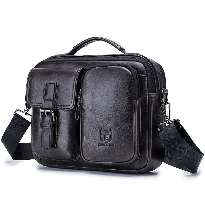 BULLCAPTAIN New Genuine Leather Men Crossbody Bag Male Briefcase