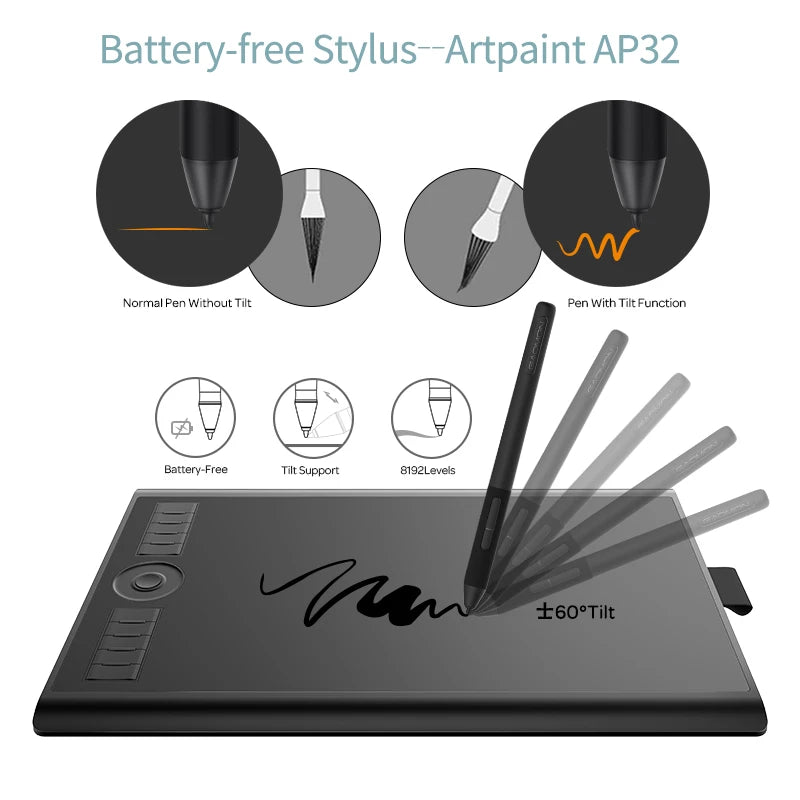 Digital Drawing Tablet 10x6.25 - Tilt Support | M10K PRO - Features