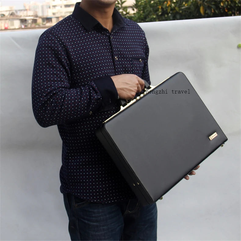 Black Leather Messenger Bag Box - 14-18 Inch Computer Briefcase - Product Details