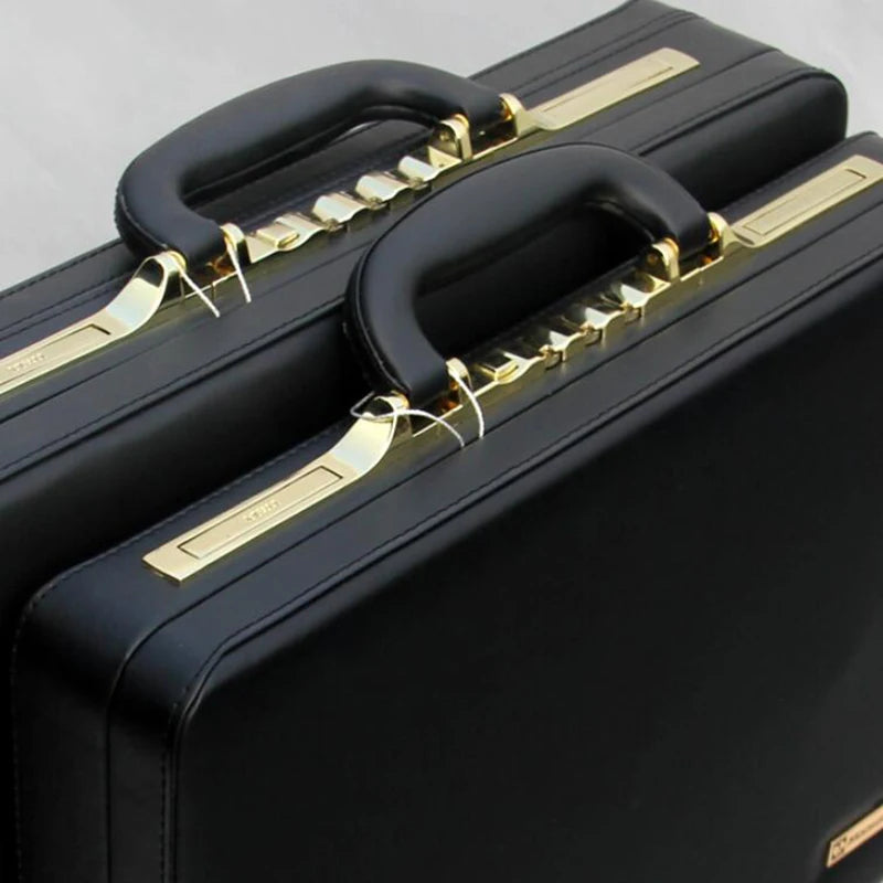 Business Men Black Leather Messenger Bag Box 14"18" Inch Computer Box Briefcase - Product details