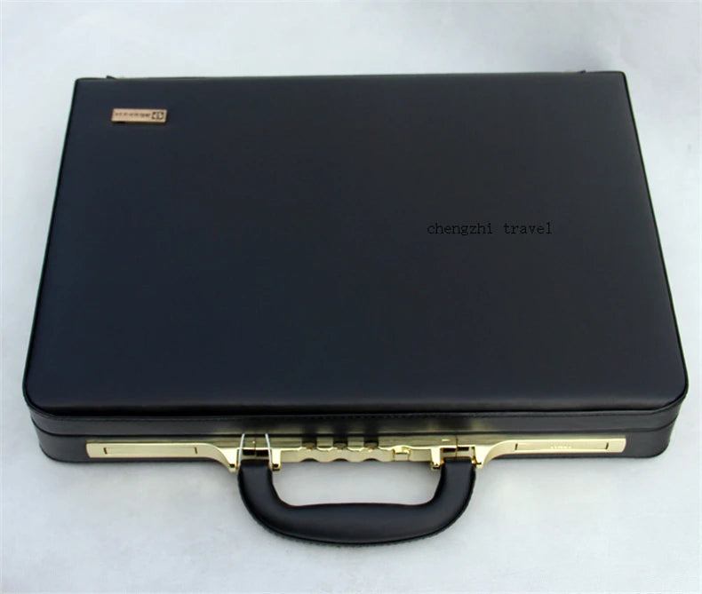 Black Leather Messenger Bag Box - 14-18 Inch Computer Briefcase - Additional Angle