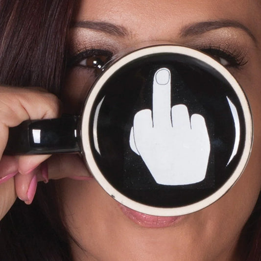Drop shipping!Ceramic Middle Finger Coffee Cups Personality Office Gifts Have A  - Side View
