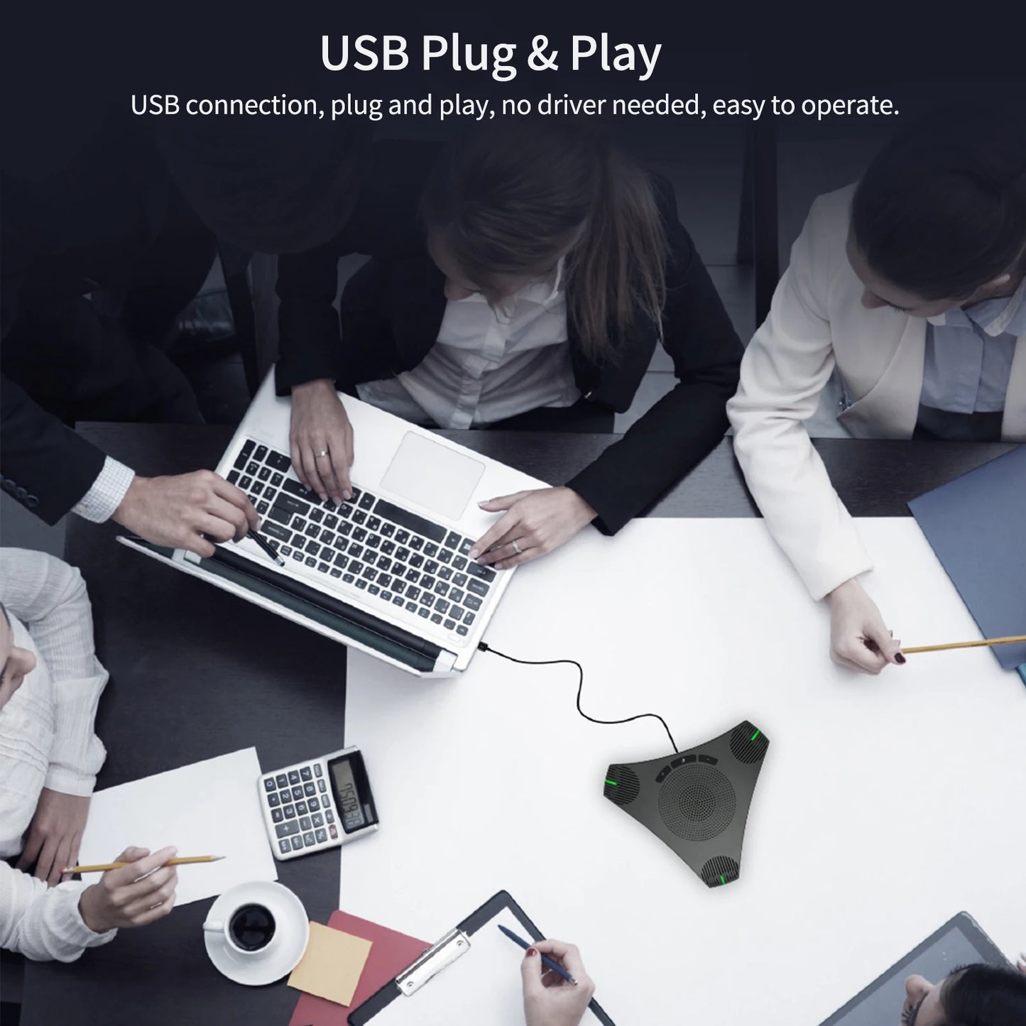 USB Speakerphone Conference Microphone Omnidirectional Computer Mic 360° Voice Pickup with Mute Key for Skype/Video Conference - Product Image 7