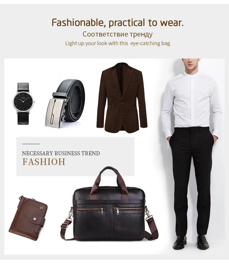 Natural Leather For Men Messenger Bags Man Briefcases Bag Business