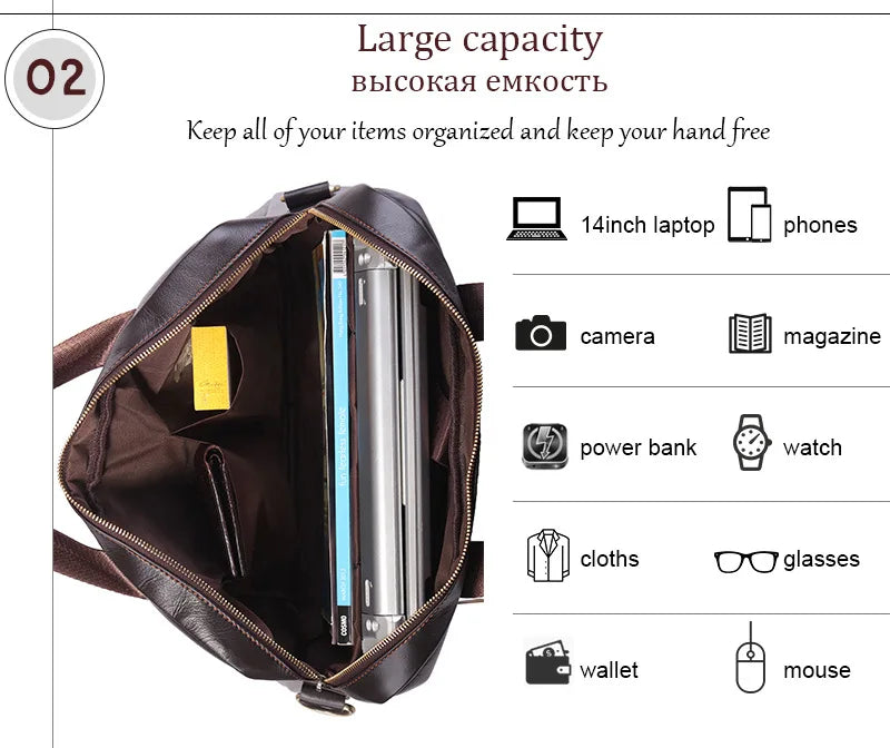 Natural Leather For Men Messenger Bags Man Briefcases Bag Business